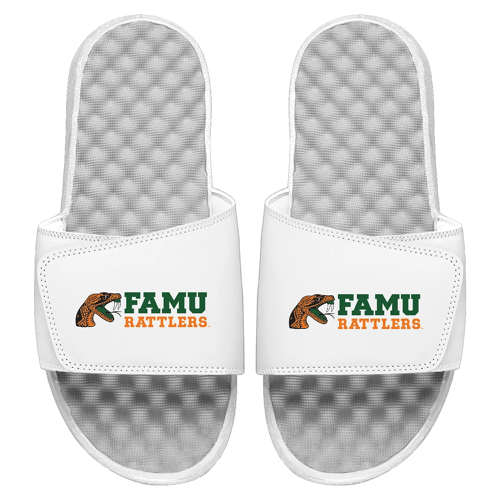 Men's ISlide White Florida A&M Rattlers Combo Wordmark Slide Sandals