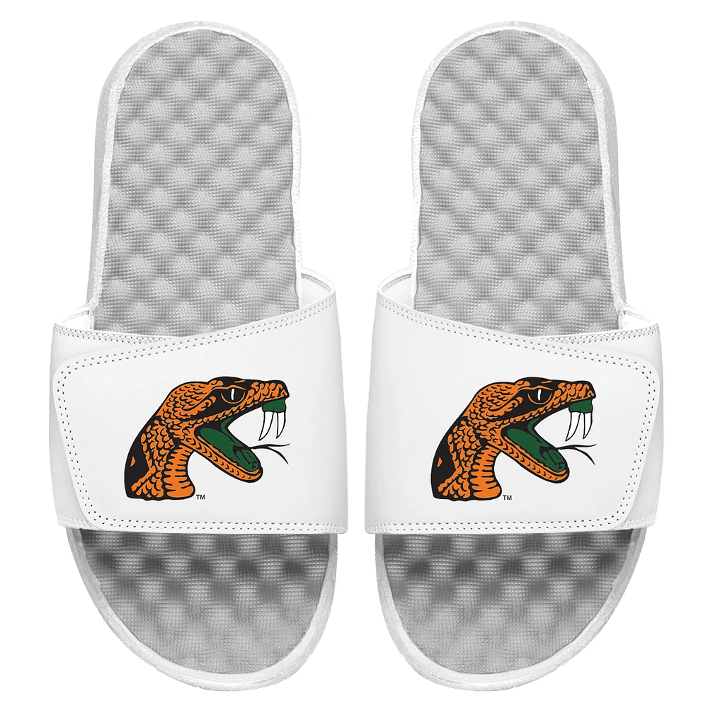 Men's ISlide White Florida A&M Rattlers Snake Head Slide Sandals