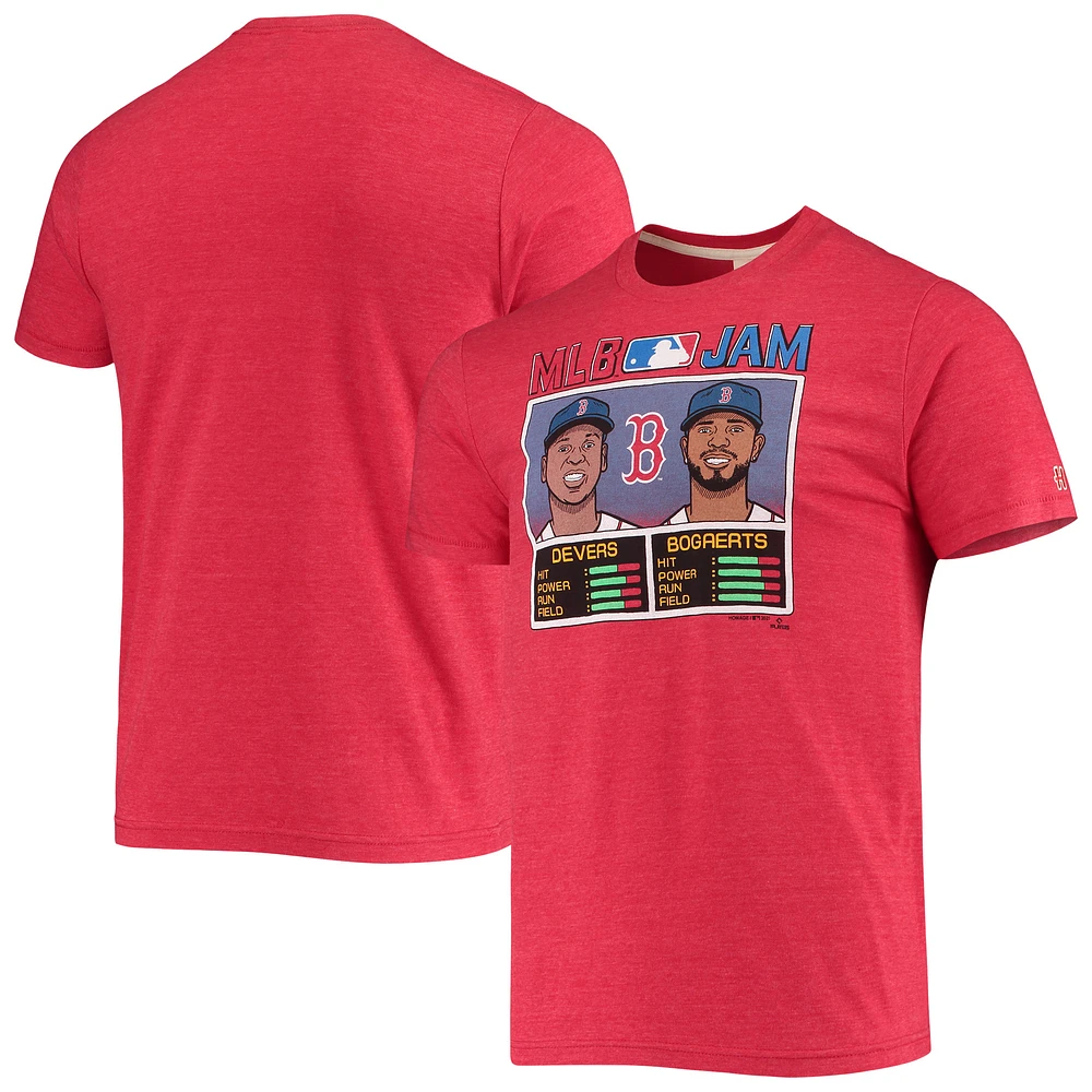 Men's Homage Rafael Devers & Xander Bogaerts Red Boston Red Sox MLB Jam Tri-Blend T-Shirt