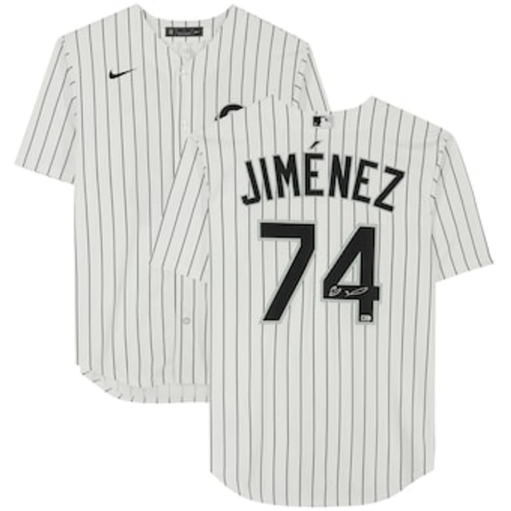 Eloy Jimenez Chicago White Sox Autographed White Pinstripe Nike Replica Jersey