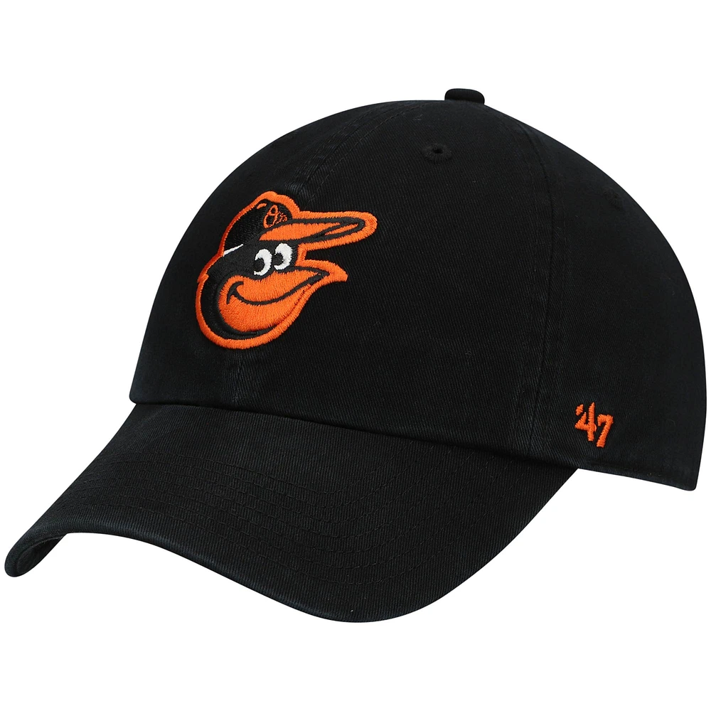 Youth '47 Black Baltimore Orioles Team Logo Clean Up Adjustable Hat