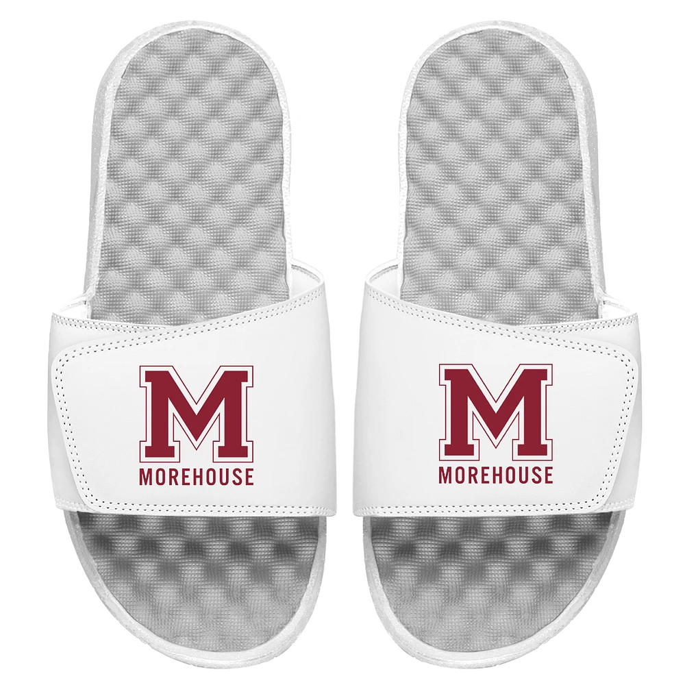 Youth ISlide White Morehouse Maroon Tigers Primary Logo Slide Sandals