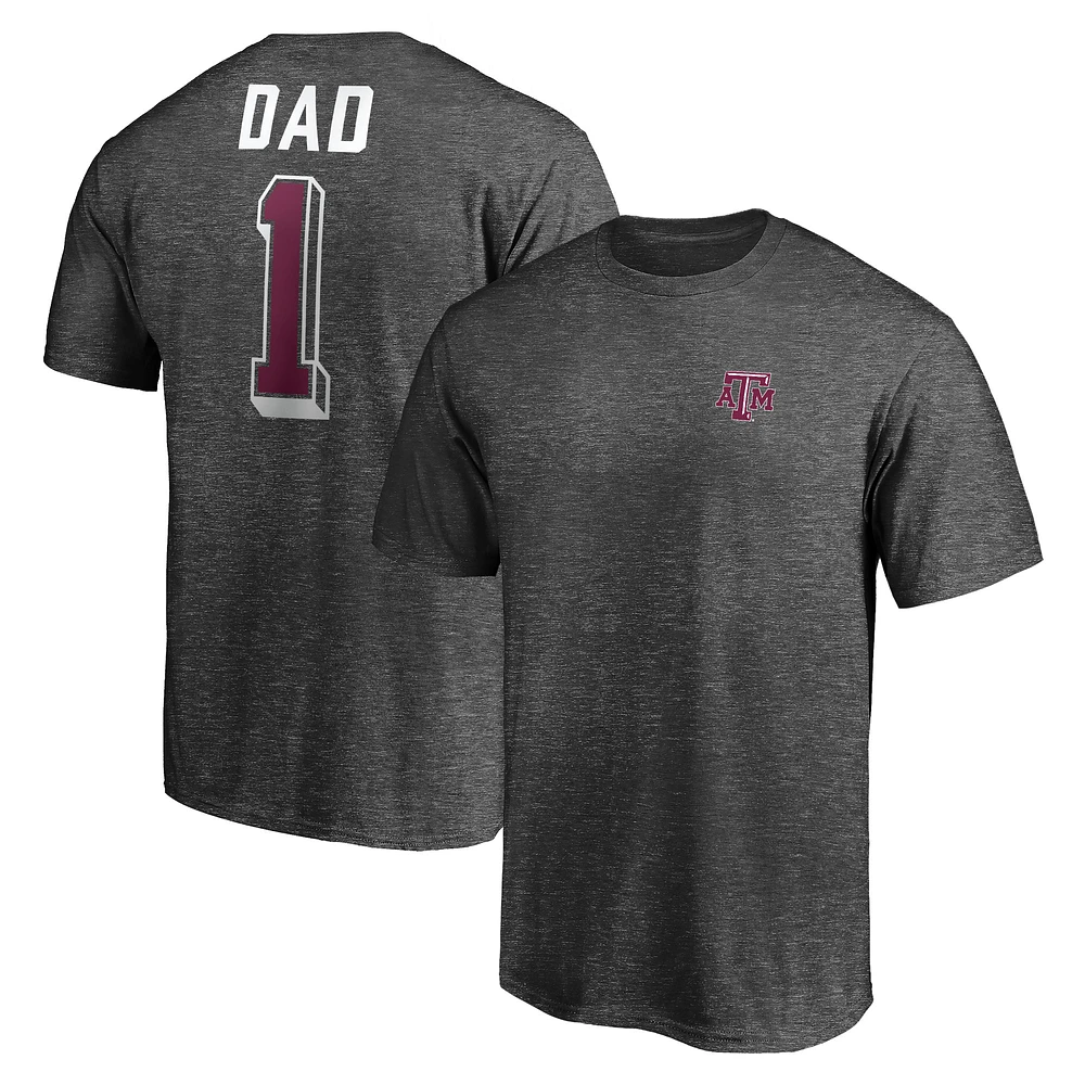 Men's Charcoal Texas A&M Aggies Number One Dad T-Shirt