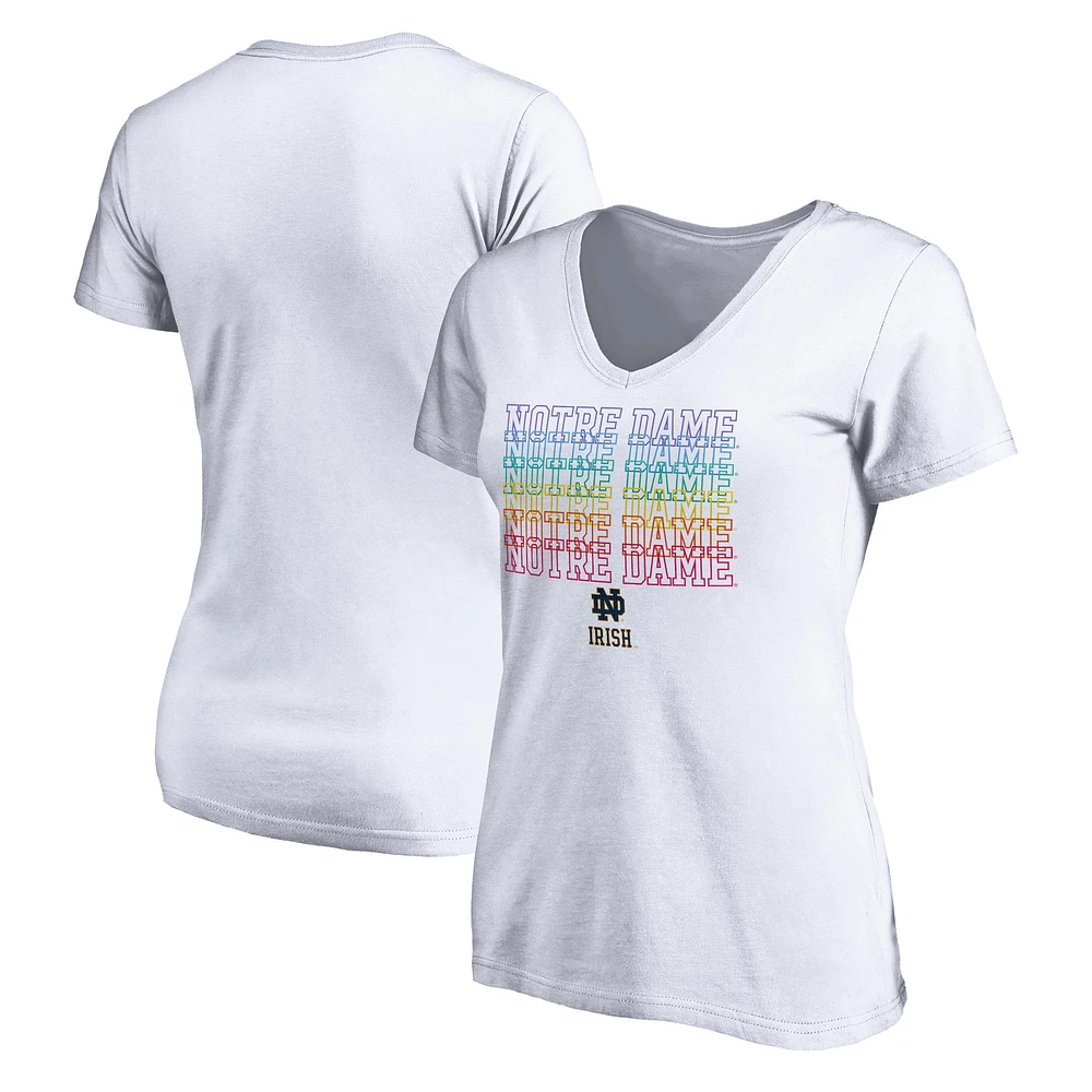 Women's White Notre Dame Fighting Irish City Pride V-Neck T-Shirt
