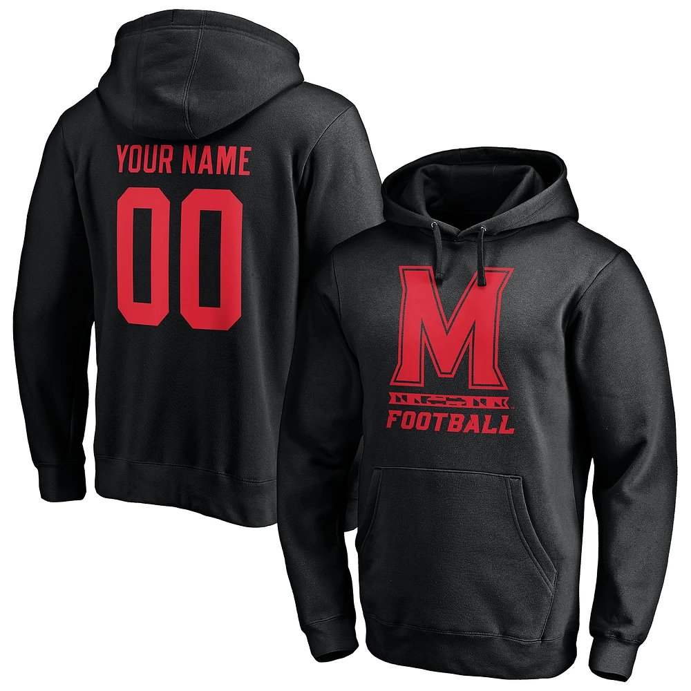 Men's Black Maryland Terrapins Personalized Any Name & Number One Color Pullover Hoodie