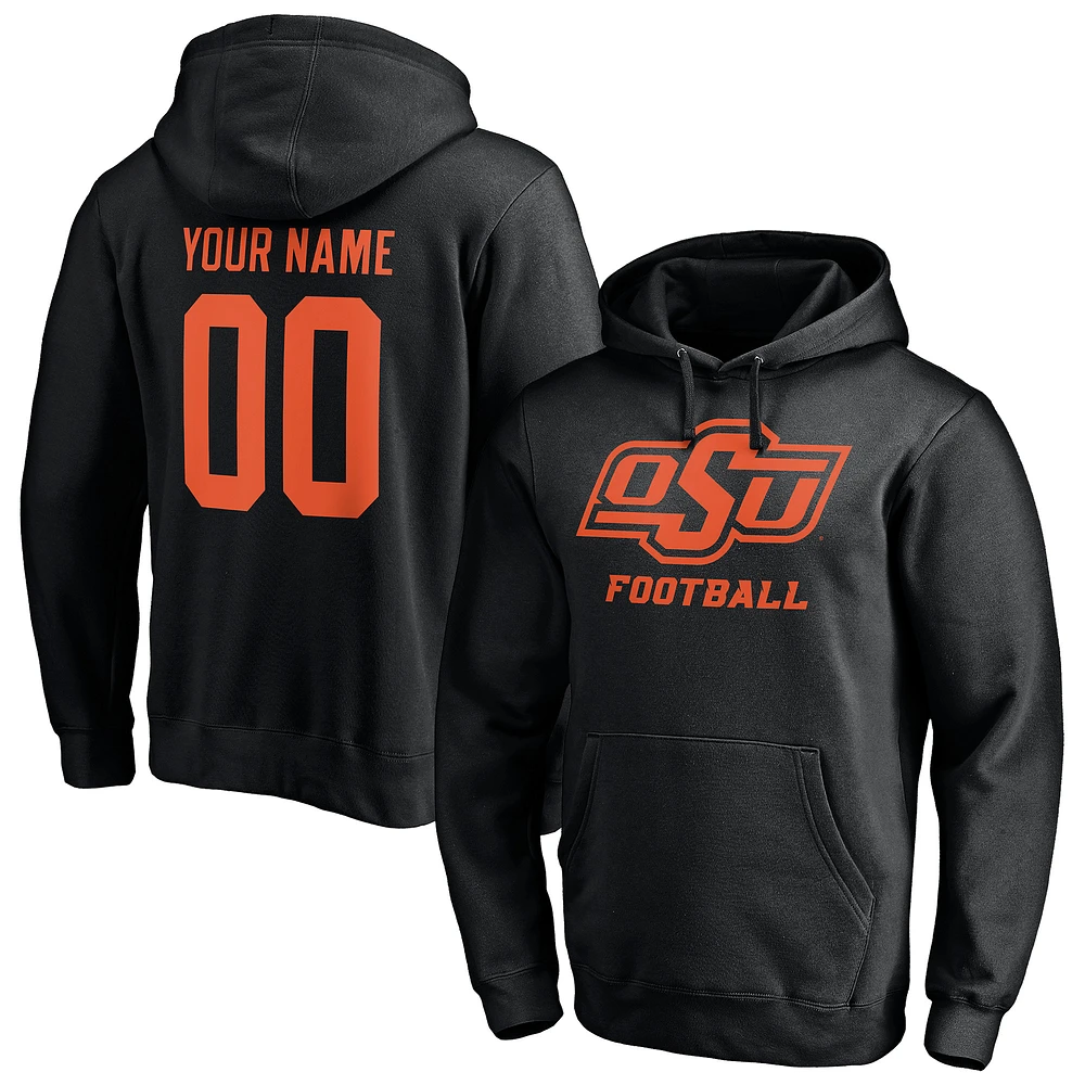 Men's Black Oklahoma State Cowboys Personalized Any Name & Number One Color Pullover Hoodie