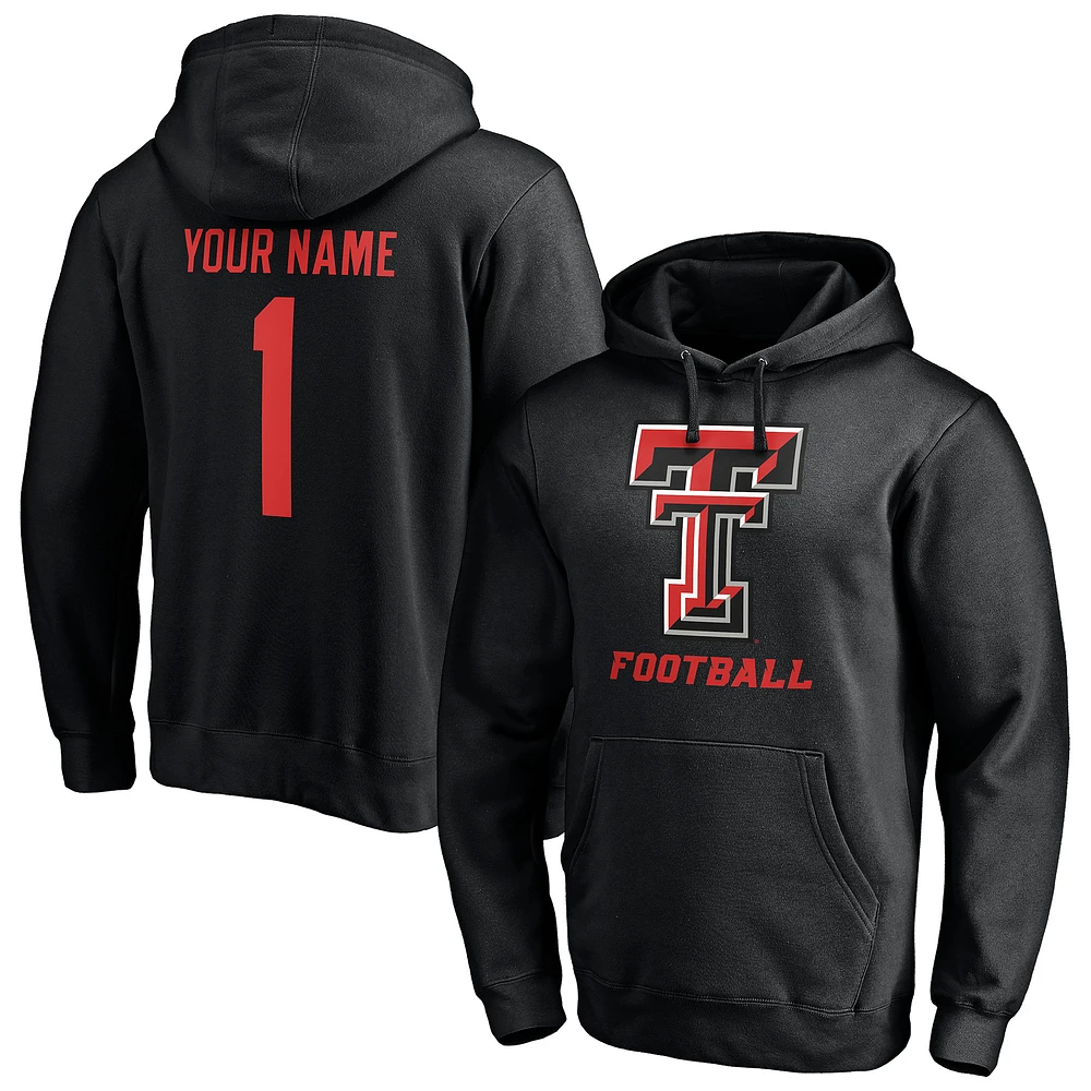 Men's Black Texas Tech Red Raiders Personalized Any Name & Number One Color Pullover Hoodie