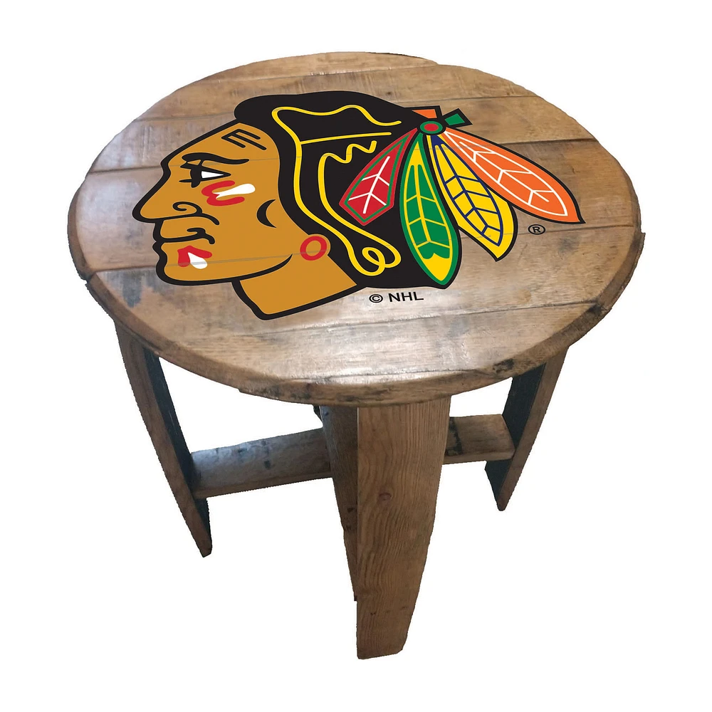 Imperial Chicago Blackhawks Oak Barrel Table
