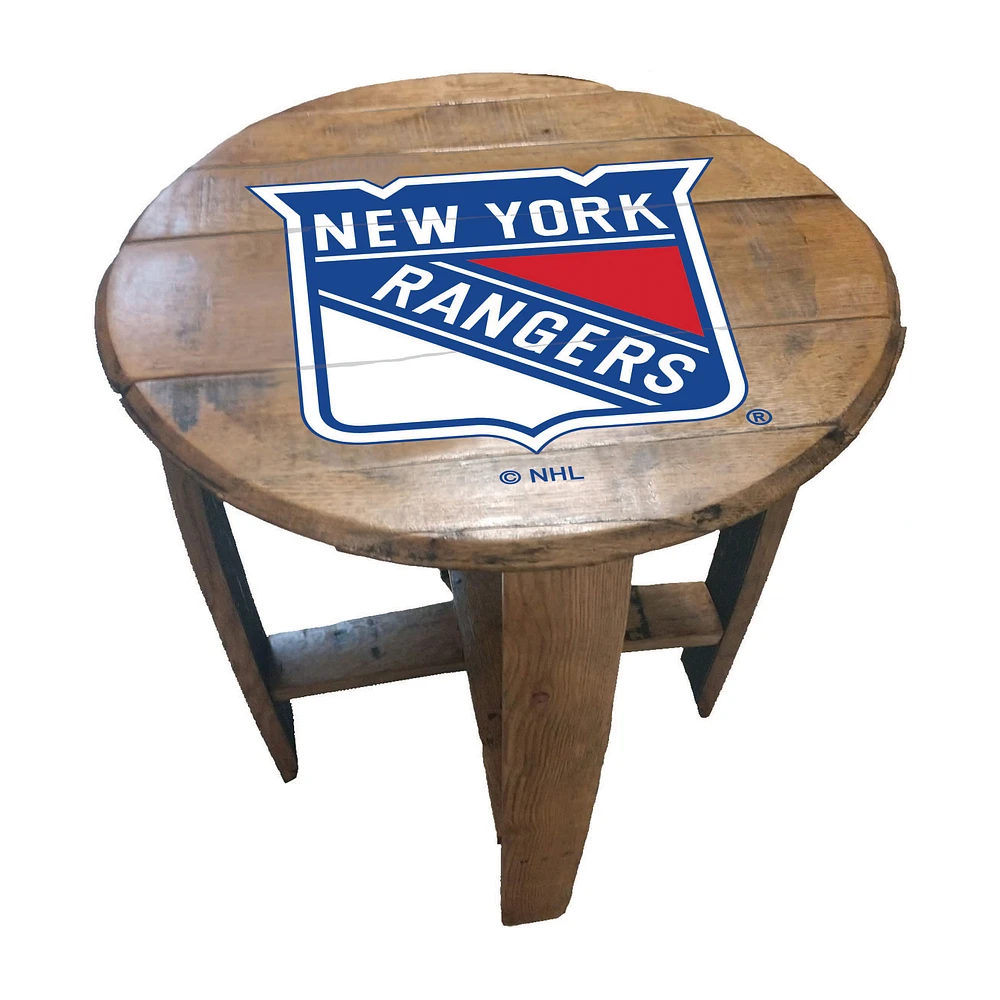 Imperial New York Rangers Oak Barrel Table