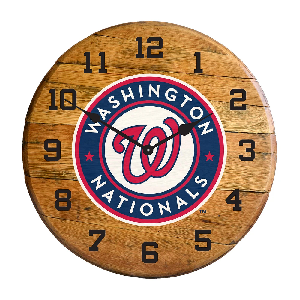 Imperial Washington Nationals Oak Barrel Clock