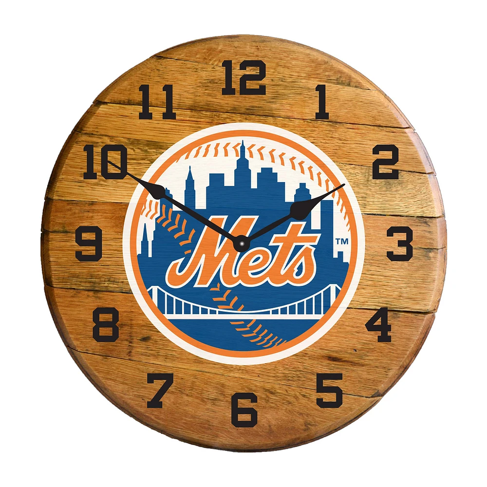 Imperial New York Mets Oak Barrel Clock