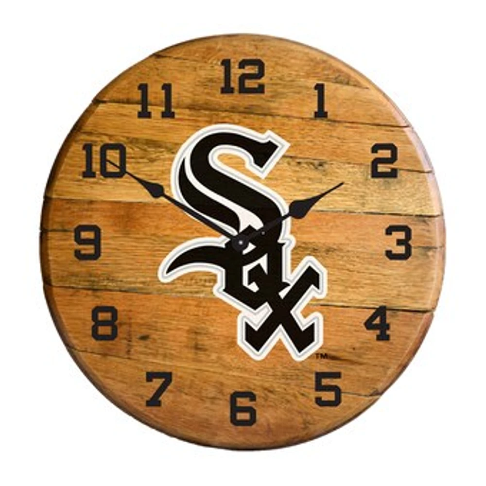 Imperial Chicago White Sox Oak Barrel Clock