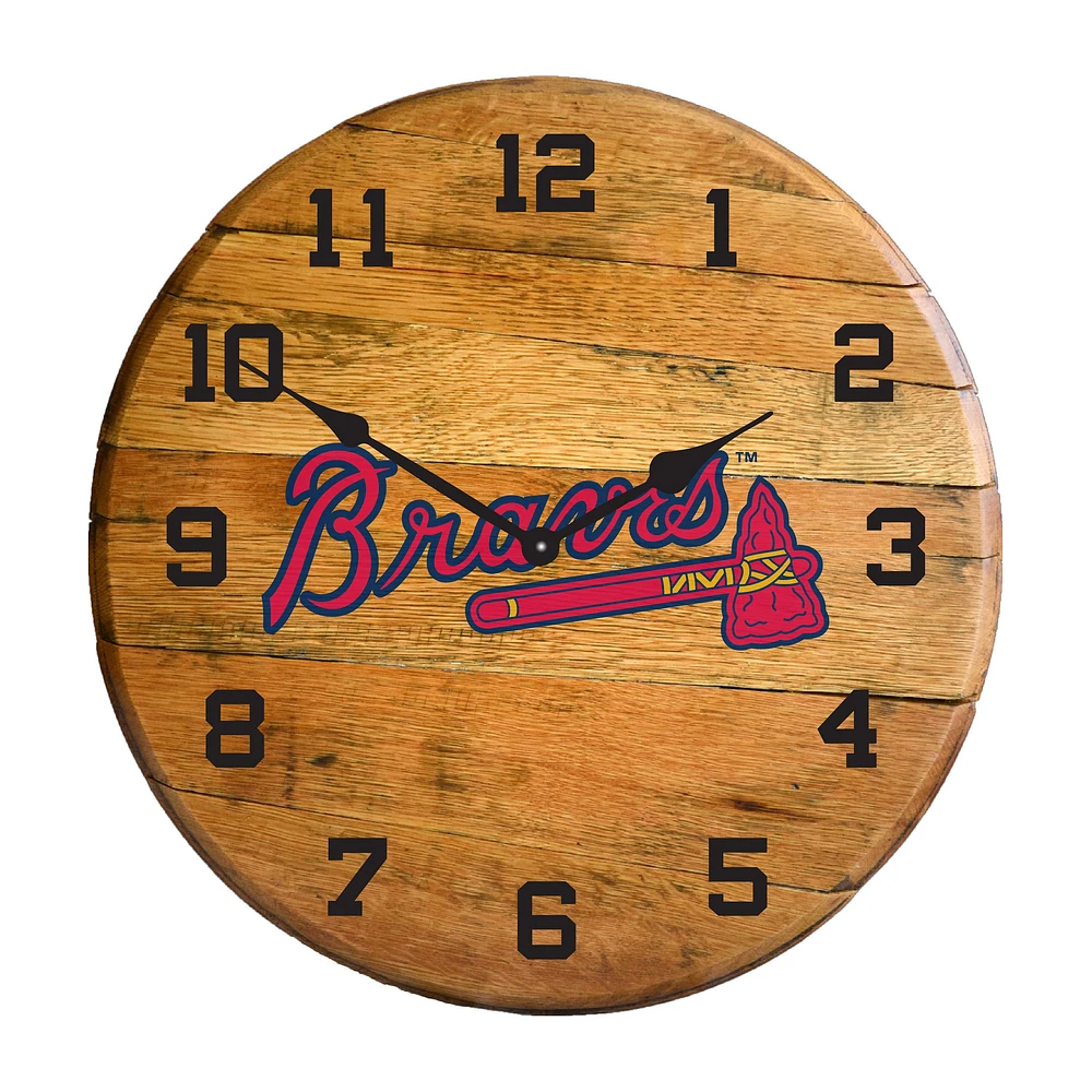 Imperial Atlanta Braves Oak Barrel Clock