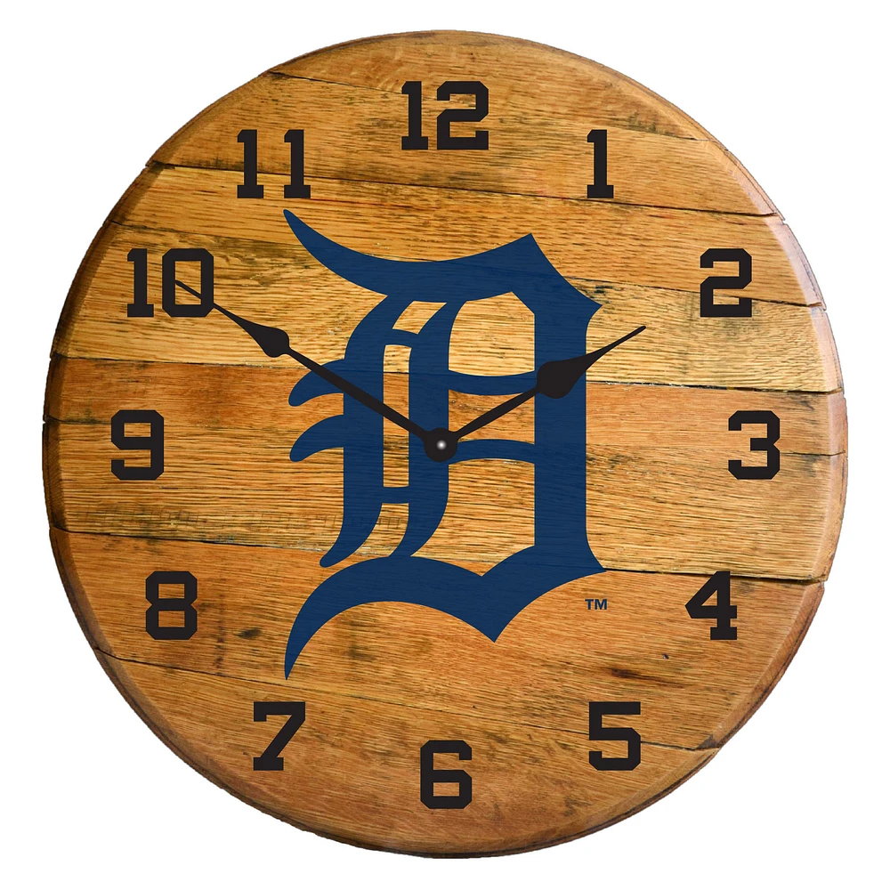 Imperial Detroit Tigers Oak Barrel Clock