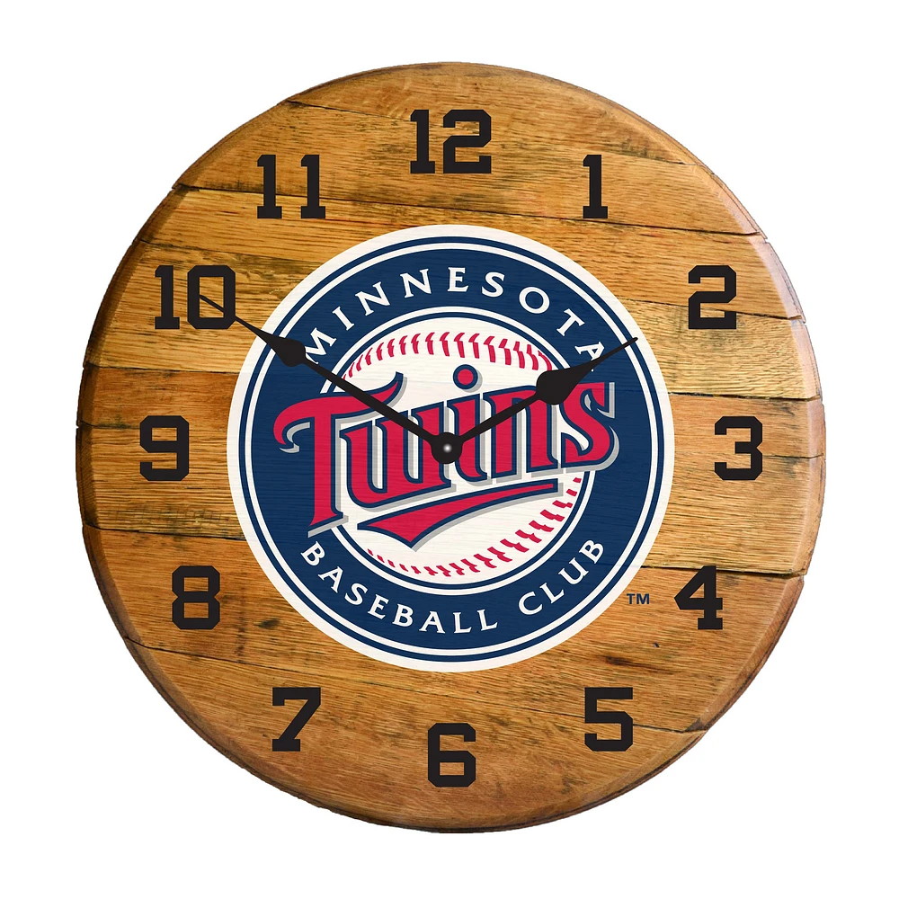 Imperial Minnesota Twins Oak Barrel Clock
