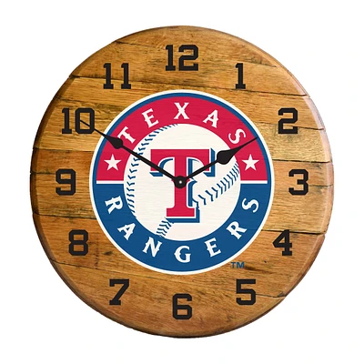Imperial Texas Rangers Oak Barrel Clock
