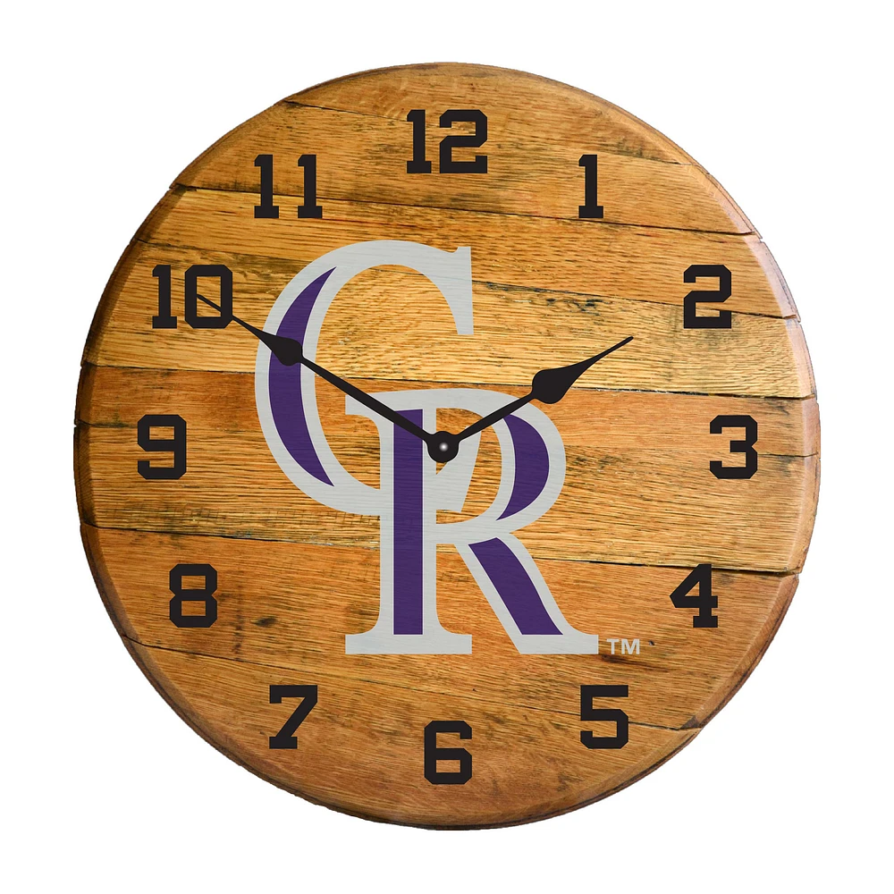 Imperial Colorado Rockies Oak Barrel Clock