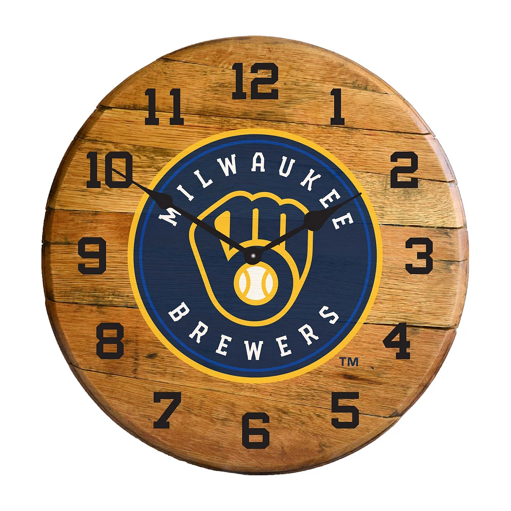 Imperial Milwaukee Brewers Oak Barrel Clock