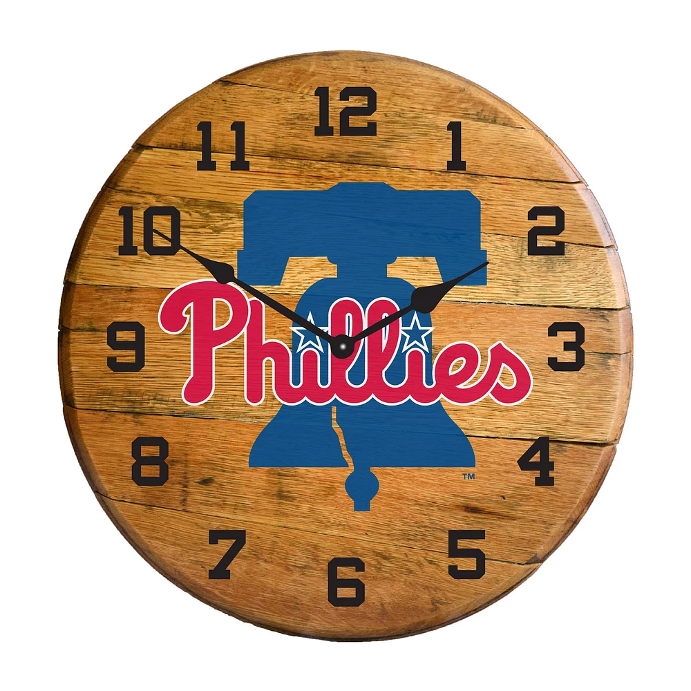 Imperial Philadelphia Phillies Oak Barrel Clock