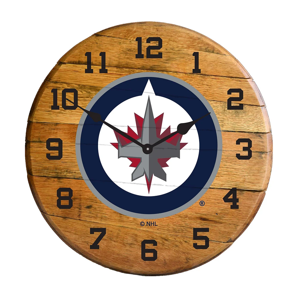 Imperial Winnipeg Jets Oak Barrel Clock
