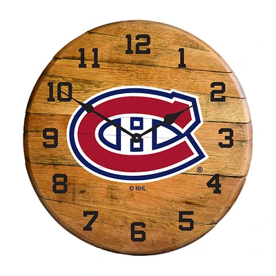 Imperial Montreal Canadiens Oak Barrel Clock