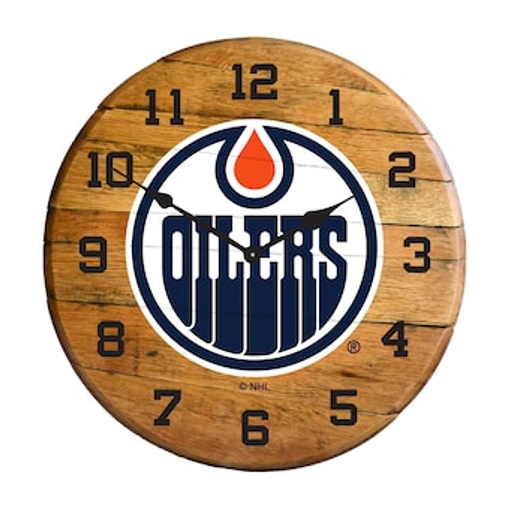 Imperial Edmonton Oilers Oak Barrel Clock