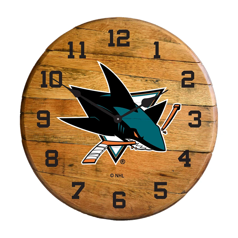 Imperial San Jose Sharks Oak Barrel Clock
