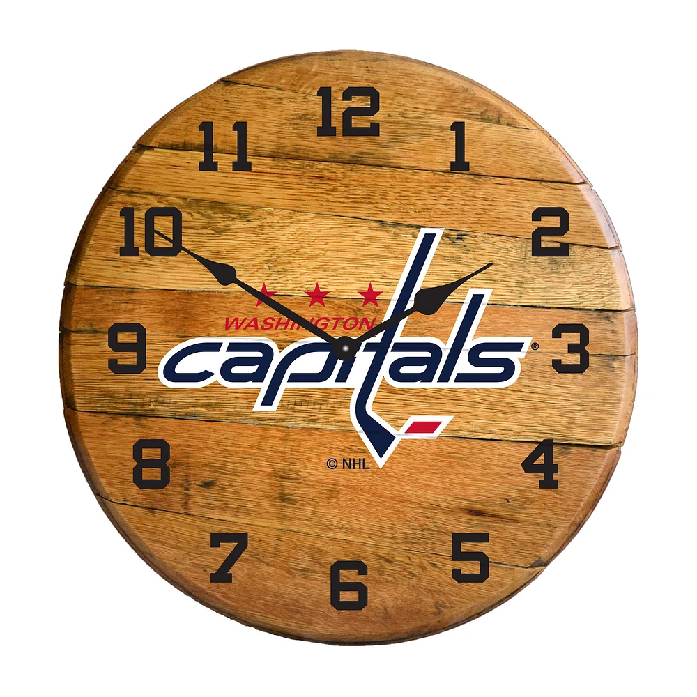 Imperial Washington Capitals Oak Barrel Clock
