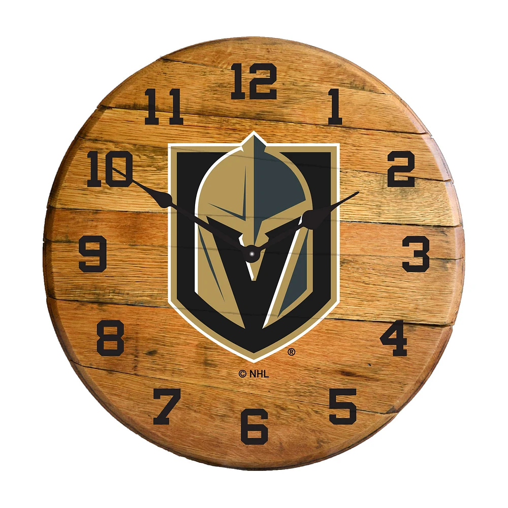 Imperial Vegas Golden Knights Oak Barrel Clock
