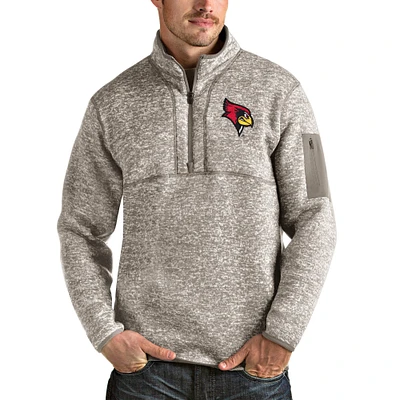 Men's Antigua Oatmeal Illinois State Redbirds Fortune Quarter-Zip Pullover Jacket