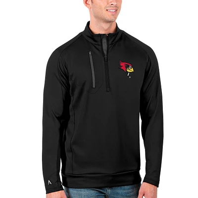 Men's Antigua Black/Charcoal Illinois State Redbirds Generation Half-Zip Pullover Jacket