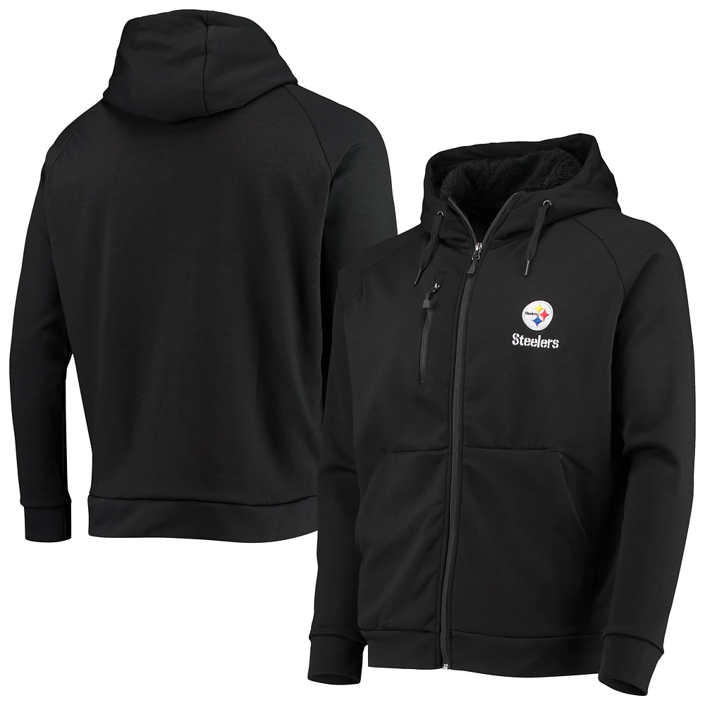 Men's Dunbrooke Black Pittsburgh Steelers Shag Tri-Blend Full-Zip Raglan Hoodie