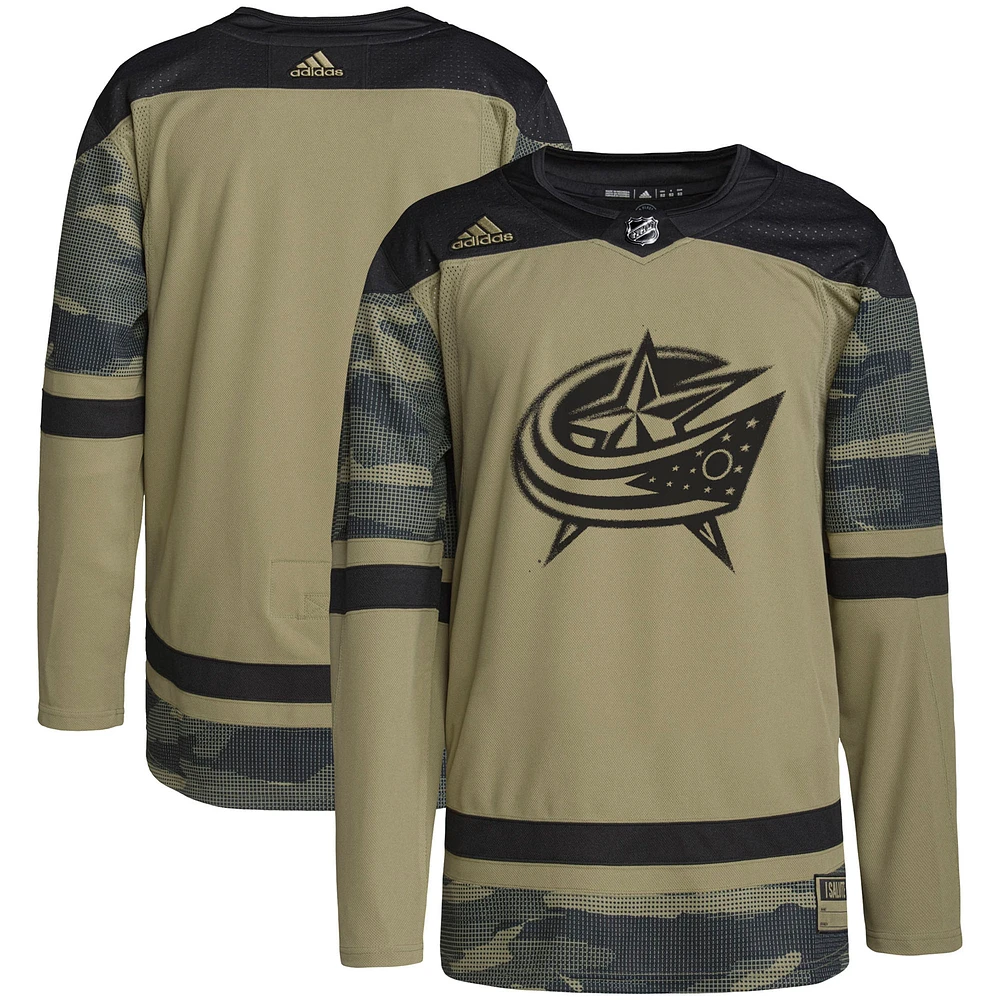 Men's adidas Camo Columbus Blue Jackets Military Appreciation Team Authentic Practice Jersey