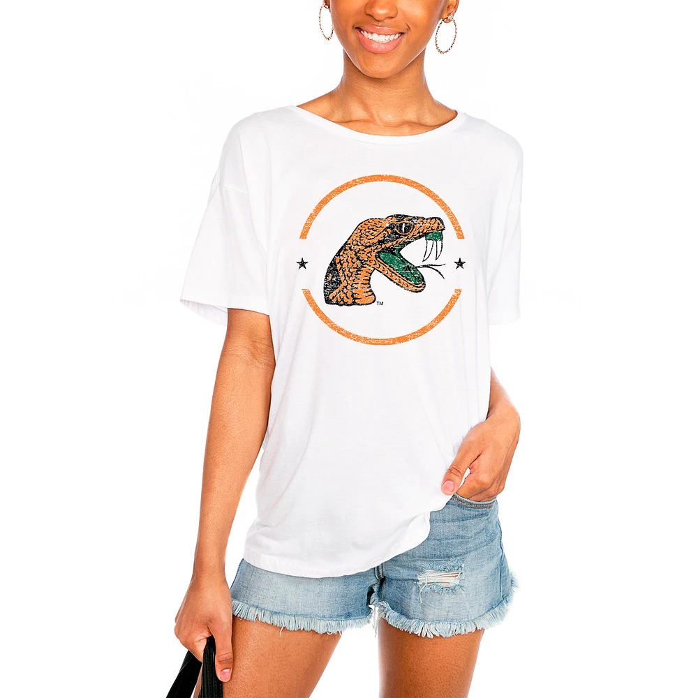 Women's White Florida A&M Rattlers End Zone Easy T-Shirt