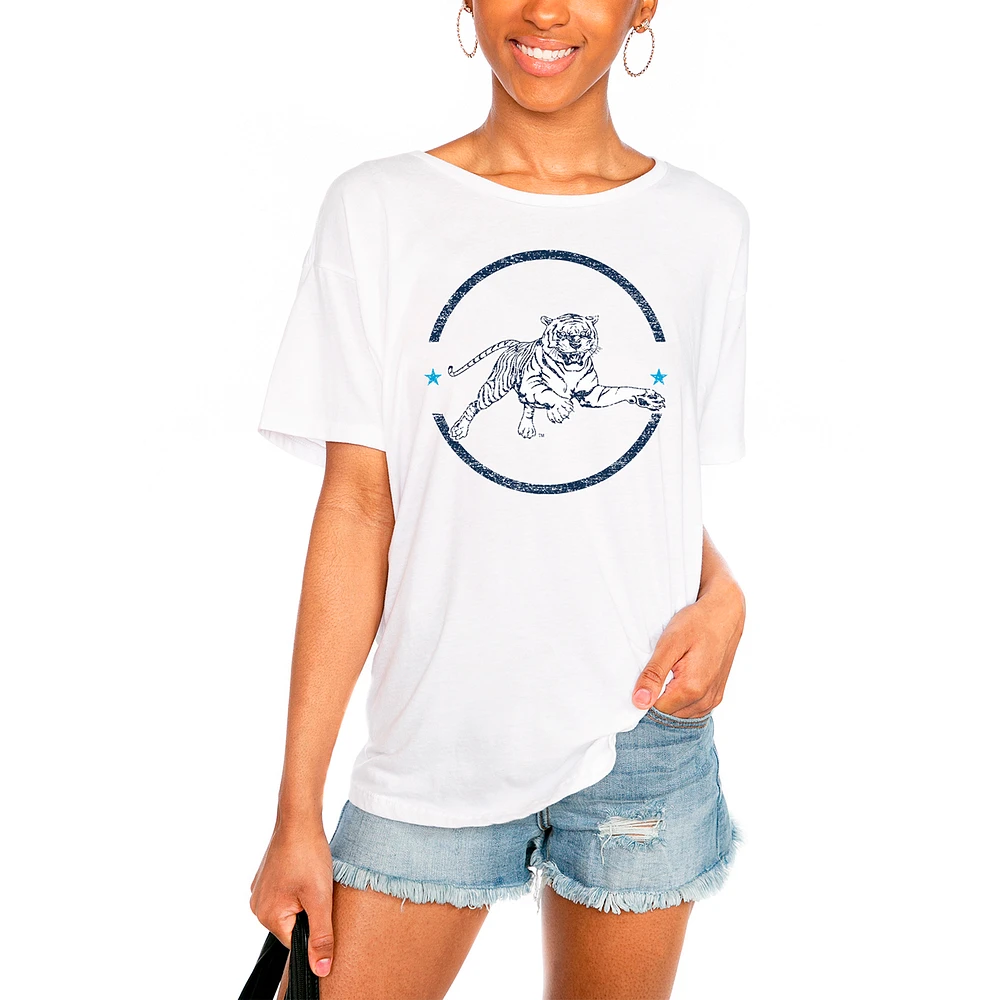 Women's White Jackson State Tigers End Zone Easy T-Shirt