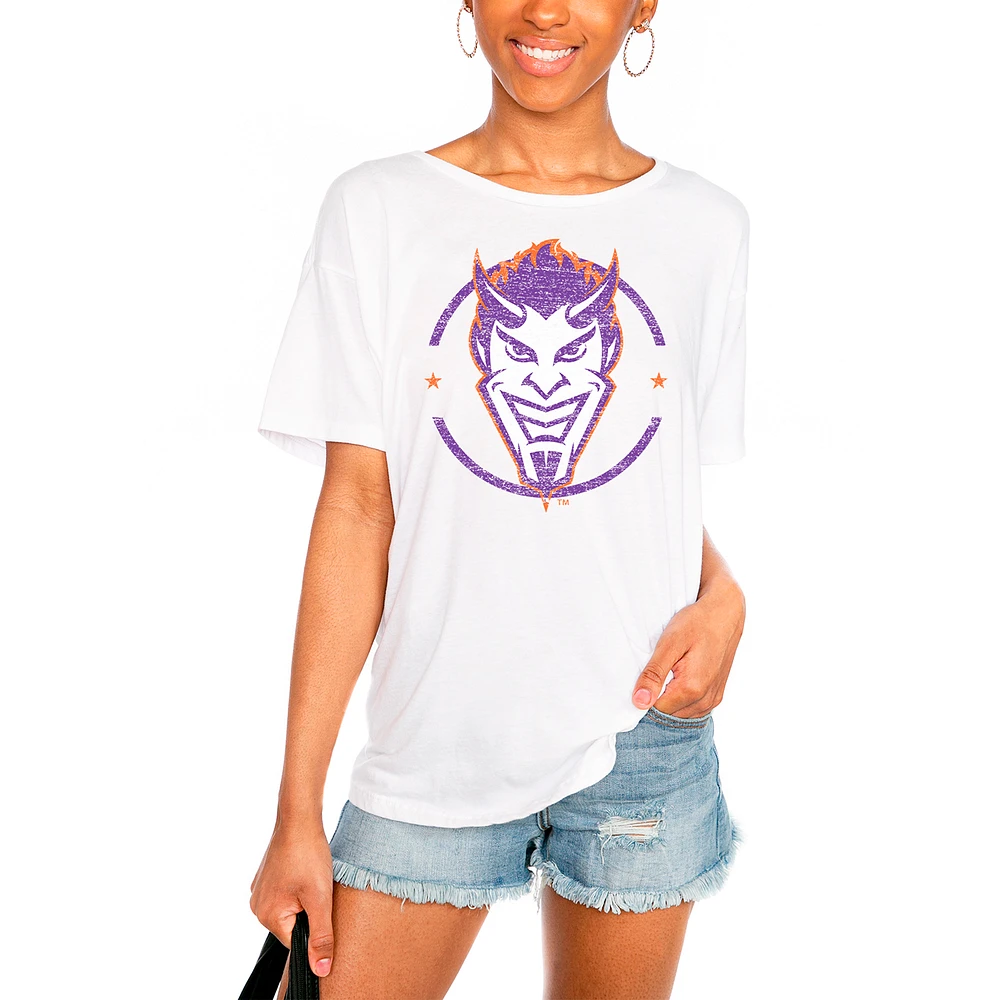Women's White Northwestern State Demons End Zone Easy T-Shirt