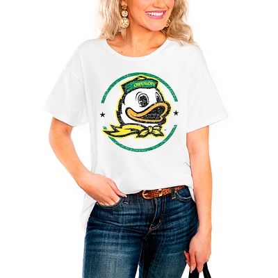 Women's White Oregon Ducks End Zone Easy T-Shirt