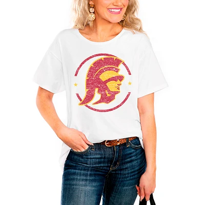 Women's White USC Trojans End Zone Easy T-Shirt