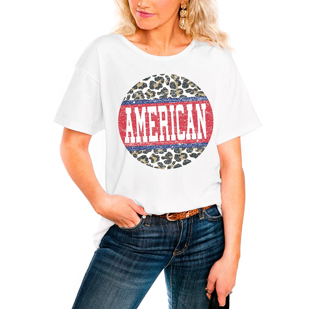 Women's White American University Eagles Scoop & Score Easy T-Shirt