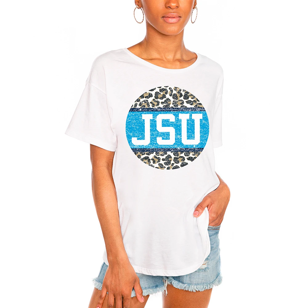 Women's White Jackson State Tigers Scoop & Score Easy T-Shirt