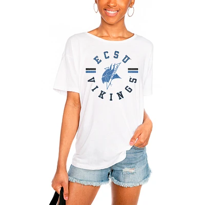 Women's White Elizabeth City State University Vikings Vintage Days Easy Relaxed T-Shirt