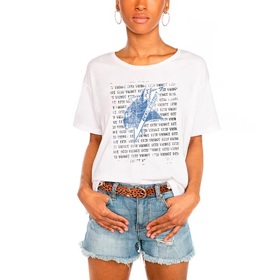 Women's White Elizabeth City State University Vikings Oversized Bold Type Easy T-Shirt