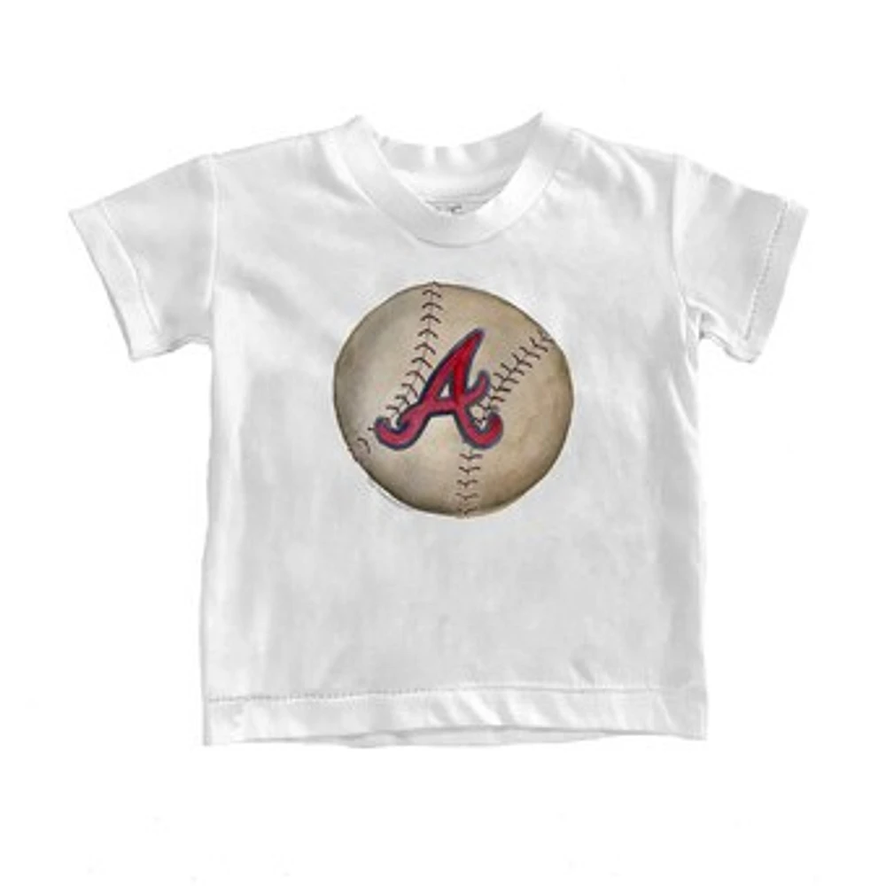 Toddler Tiny Turnip White Atlanta Braves Stitched Baseball T-Shirt
