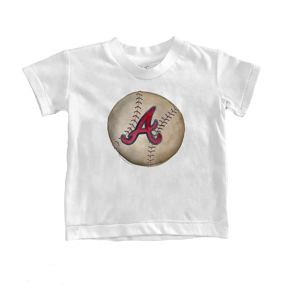 Toddler Tiny Turnip White Atlanta Braves Stitched Baseball T-Shirt