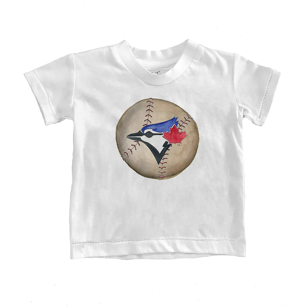 Toddler Tiny Turnip White Toronto Blue Jays Stitched Baseball T-Shirt
