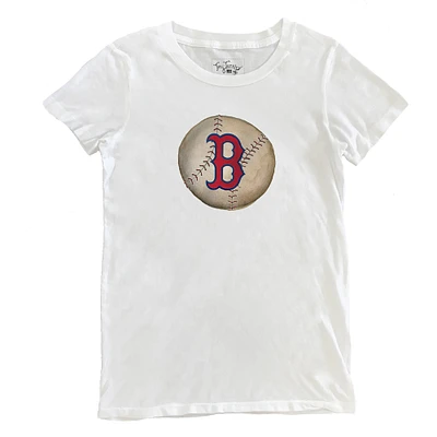 Women's Tiny Turnip White Boston Red Sox Stitched Baseball T-Shirt
