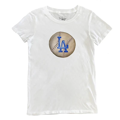 Women's Tiny Turnip White Los Angeles Dodgers Stitched Baseball T-Shirt