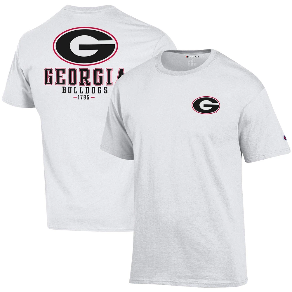 Men's Champion White Georgia Bulldogs Stack 2-Hit T-Shirt