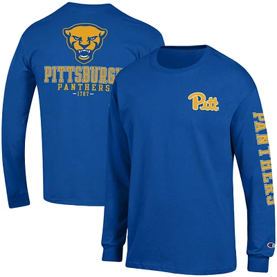 Men's Champion Royal Pitt Panthers Team Stack Long Sleeve T-Shirt