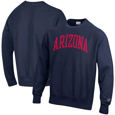 Men's Champion Navy Arizona Wildcats Relaxed Fit Arch Reverse Weave Pullover Sweatshirt